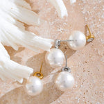 Load image into Gallery viewer, Earrings Aura Pearl – Classic Round Studs with Zircon Shine
