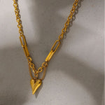 Load image into Gallery viewer, Necklace Heart Doré - Textured Heart Pendant on 18K Gold Choker
