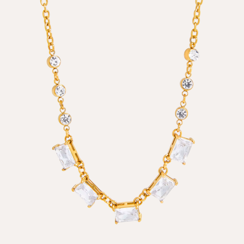Rectangle Zircon Pendant Necklace